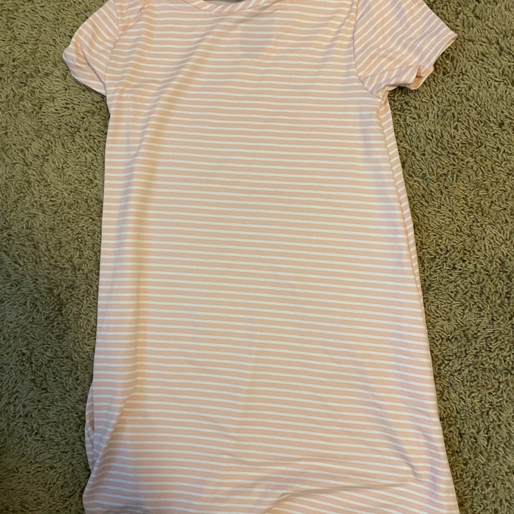 Girls Pink and White Stripped Dress